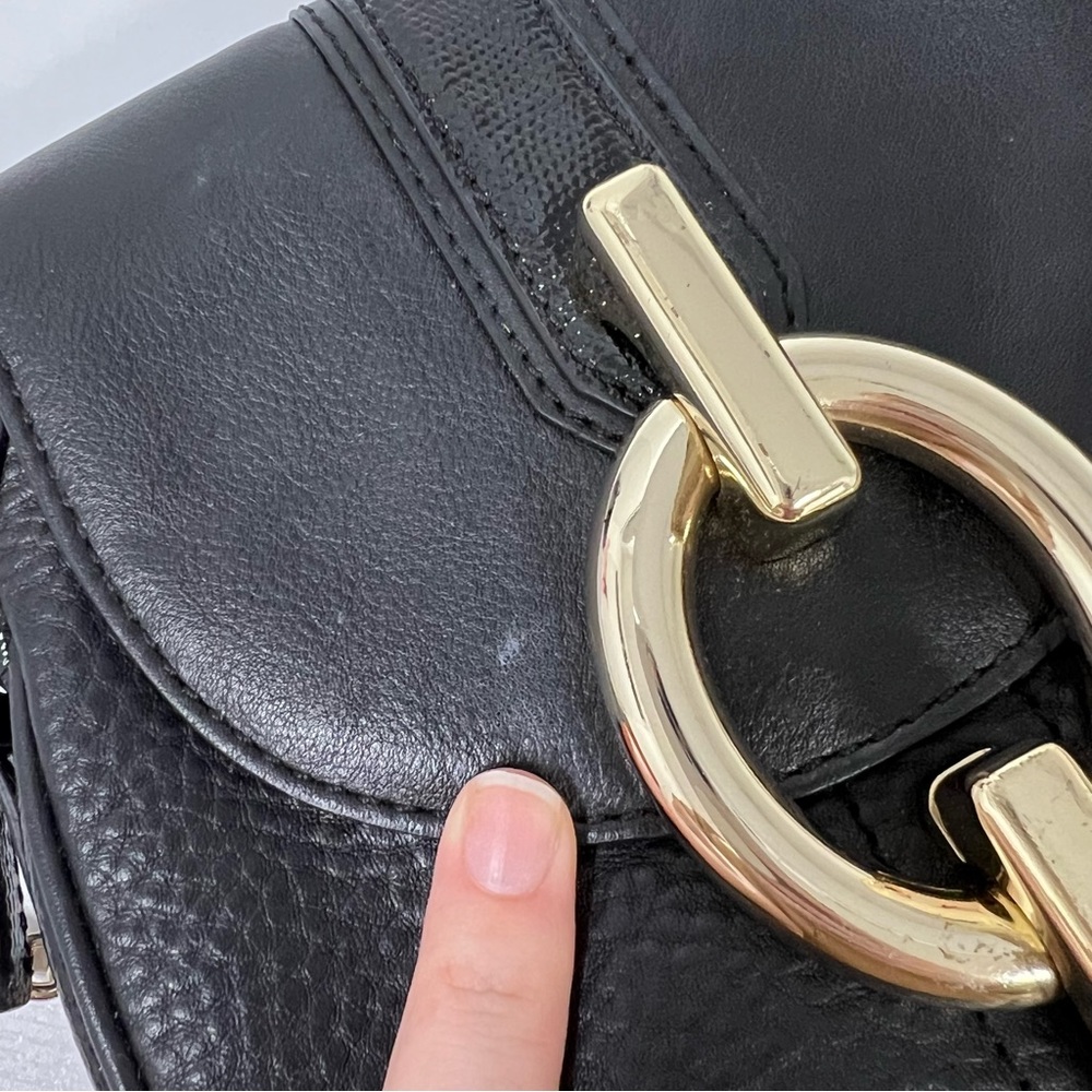 Diane Von Furstenberg Black Crossbody Bag with Gold Accents - Picture 4 of 8